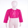 Agoky Kids Girls Boys Sequin Long Sleeve Dance Tops Shinny Gymnastic Tee Hip Hop Outfits Shirts Hot Pink 3-4 Years view 4