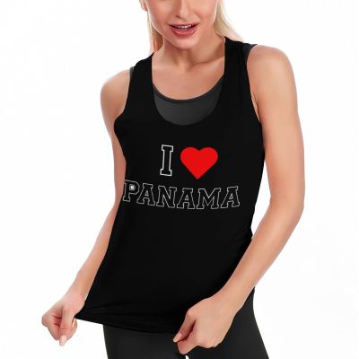 I Love Panama Womens Tank Tops U Neck Undershirt Casual Workout Sleeveless T-Shirts 2XL