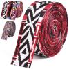 PECMER Nylon Webbing 1.5 Inch Colorful Ethnic Bohemian Webbing for Straps Purse Straps Backpack Straps Luggage-Single-Sided Pattern-38MM-1 1/2" (Red Black) view 1