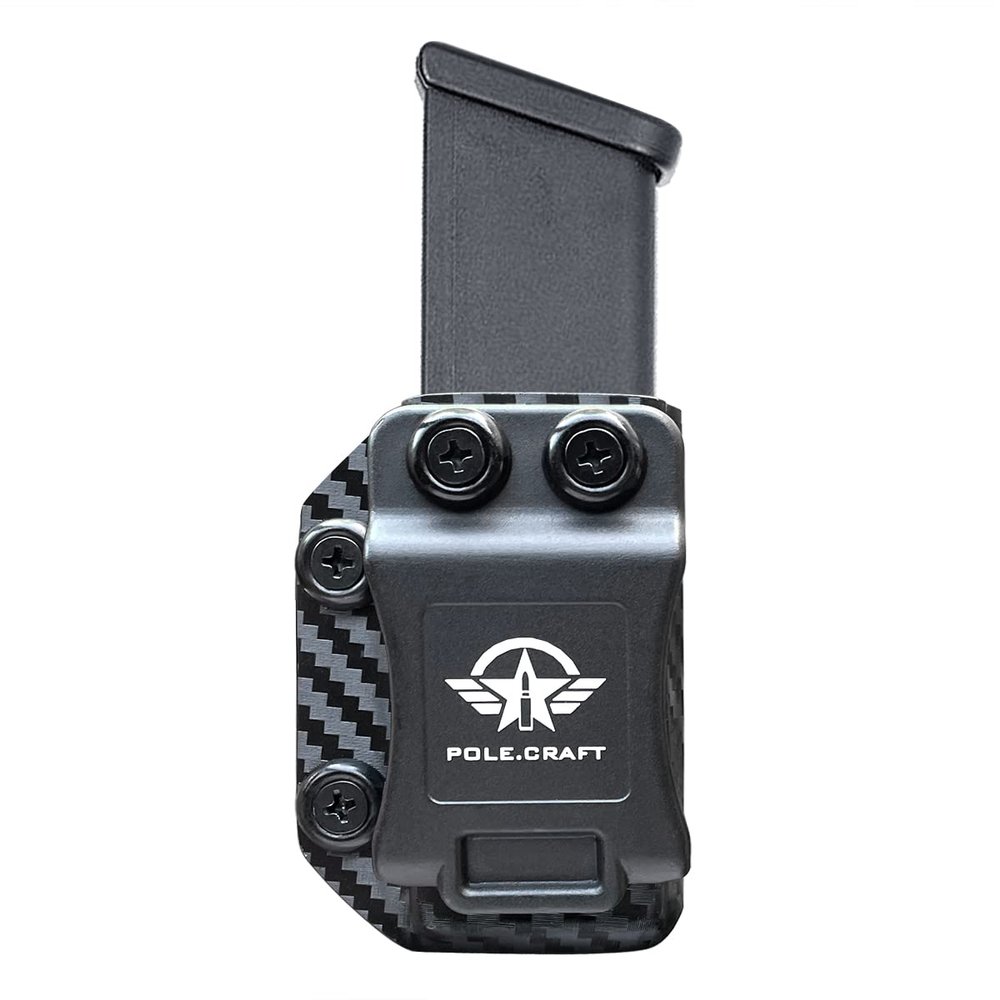 Carbon Fiber Kydex Glock Mag Carrier - IWB/OWB Ambidextrous - Fits Glock 17, 19, 22, 23, 25, 26, 27, 31, 32, 33, 34, 35, 37, 39 - Mag Holder Cover