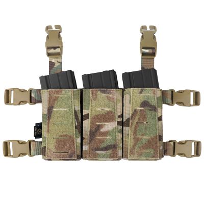 Tactical Triple Mag Pouch,Placard 5.56 Magazine Panel with Insert Set Clip Holder with Hook Backing and Female QASM Buckles. (MC)