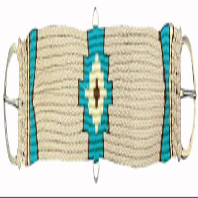 SHOWMEN CRAFT Showman Wool Blend String Girth | D Rings | Brown & Teal Aztec Design