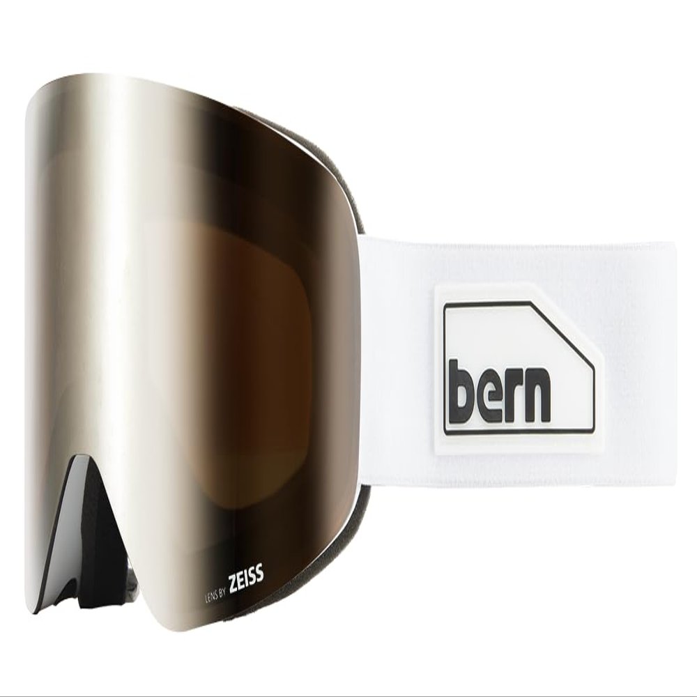 Bern B-1 Large Fit White Snow Goggles for Men and Women - Magnetic Change Dual Zeiss Sunny and Cloudy Lens with Ski Goggle Bag - White Ski Goggle - Anti Fog Goggle - Scratch Resistant Snowboard Goggle