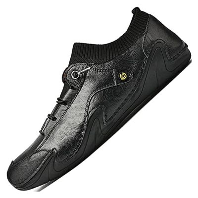 Men's Loafers & Slip-ons Leather Casual Dress Handmade Slip-on Ons Men's Driving Comfort Fashion Boat (Color : Black, Size : 7.5)