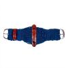 Showman Mohair Double Weave Girth for Horses | SS D Rings| Blue Argentina Leather Off Billet Holder view 1