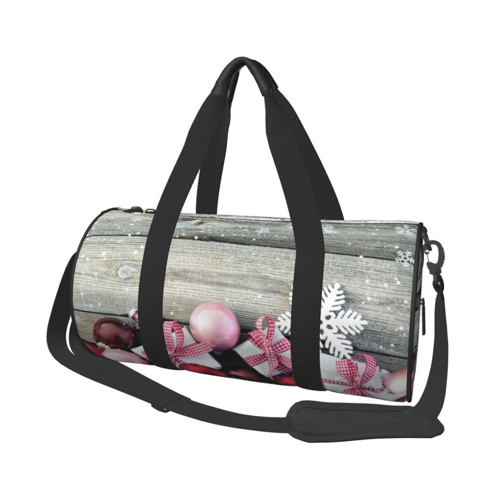 Casual Large Capacity Round Christmas Ornament Duffel Bag, Sports Training Round Bag, Cylinder Bag