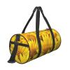 Casual Large Capacity Round Sunflowers Duffel Bag, Sports Training Round Bag, Cylinder Bag view 3