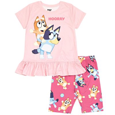 Bluey Bingo Toddler Girls T-Shirt and Bike Shorts Outfit Set Pink 4T