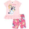 Bluey Bingo Toddler Girls T-Shirt and Bike Shorts Outfit Set Pink 4T view 1