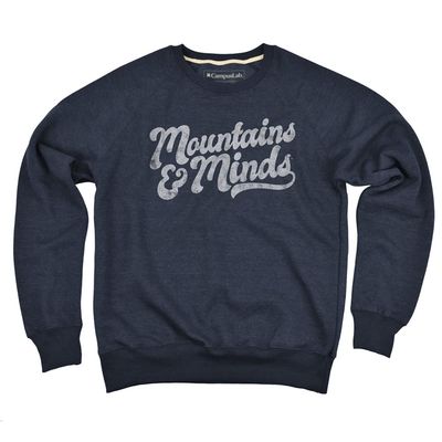 Campus Lab Montana State University Bobcats Distressed Spirit Phrase Unisex Adult Slim Fit Crewneck Sweatshirt, Navy Heather, Medium