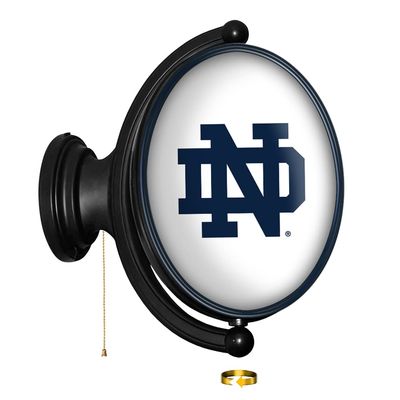 The Fan-Brand Notre Dame Fighting Irish Oval Rotating Lighted Wall Sign, White/Irish Blue Trim - Team Bar Sign Dcor: Home, Dorm, Garage, Office, Fan Cave