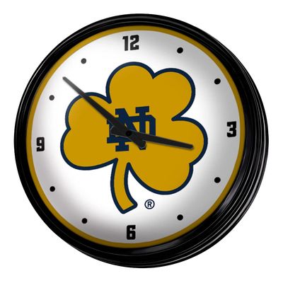 The Fan-Brand Notre Dame Fighting Irish Retro Lighted Wall Clock, Shamrock - Team Bar Sign Dcor: Home, Dorm, Garage, Office, Fan Cave