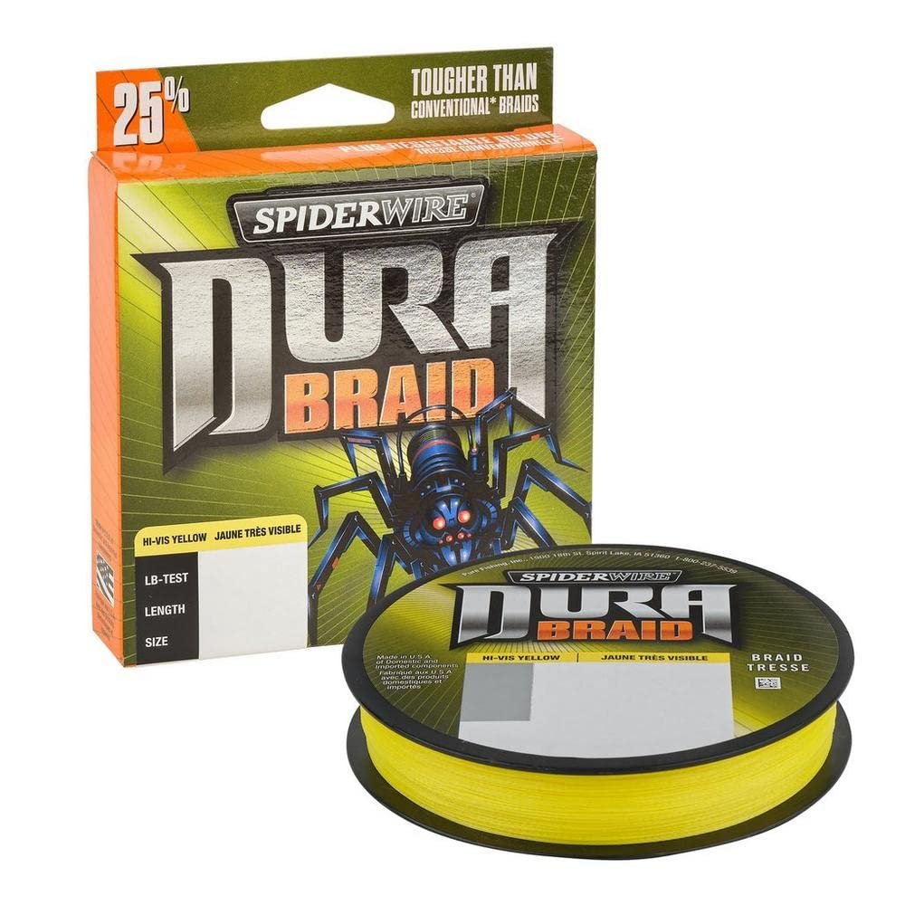 SpiderWire Braid 20lb DuraBraid, 150yd | 137m Fishing Line, Hi-Vis Yellow, 1 ct.
