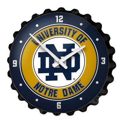 The Fan-Brand Notre Dame Fighting Irish Bottle Cap Wall Clock, Irish Gold - Team Bar Sign Dcor: Home, Dorm, Garage, Office, Fan Cave