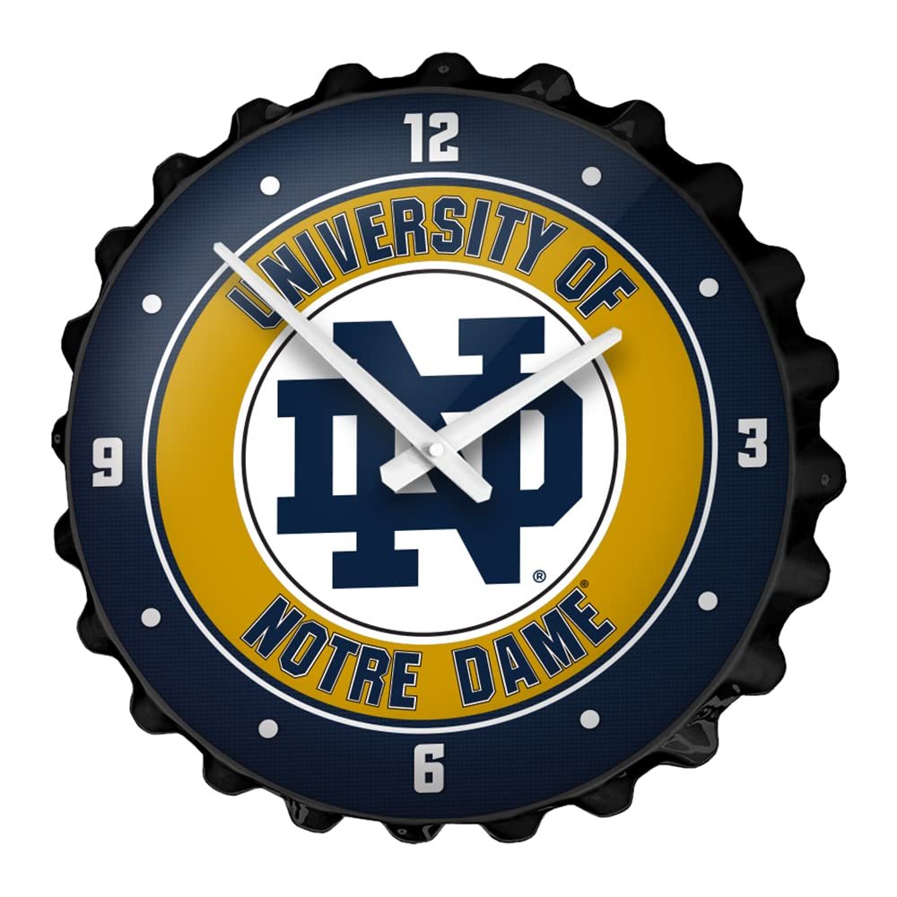 The Fan-Brand Notre Dame Fighting Irish Bottle Cap Wall Clock, Irish Gold - Team Bar Sign Dcor: Home, Dorm, Garage, Office, Fan Cave