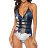 Sloth Riding Llama Womens One Piece Swimsuit V Neck Athletic Swimwear Backless Bathing Suits Tankini 2XL view 2
