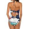 Sloth Riding Llama Womens One Piece Swimsuit V Neck Athletic Swimwear Backless Bathing Suits Tankini 2XL view 4