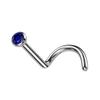 Satix Nose Ring 18G Nose Screw Rings Studs Titanium Nose Screw Stud Press Fit 2mm Dark Blue CZ Jewel Silver Nose Studs Nostril Piercing Jewelry for Women and Men view 1