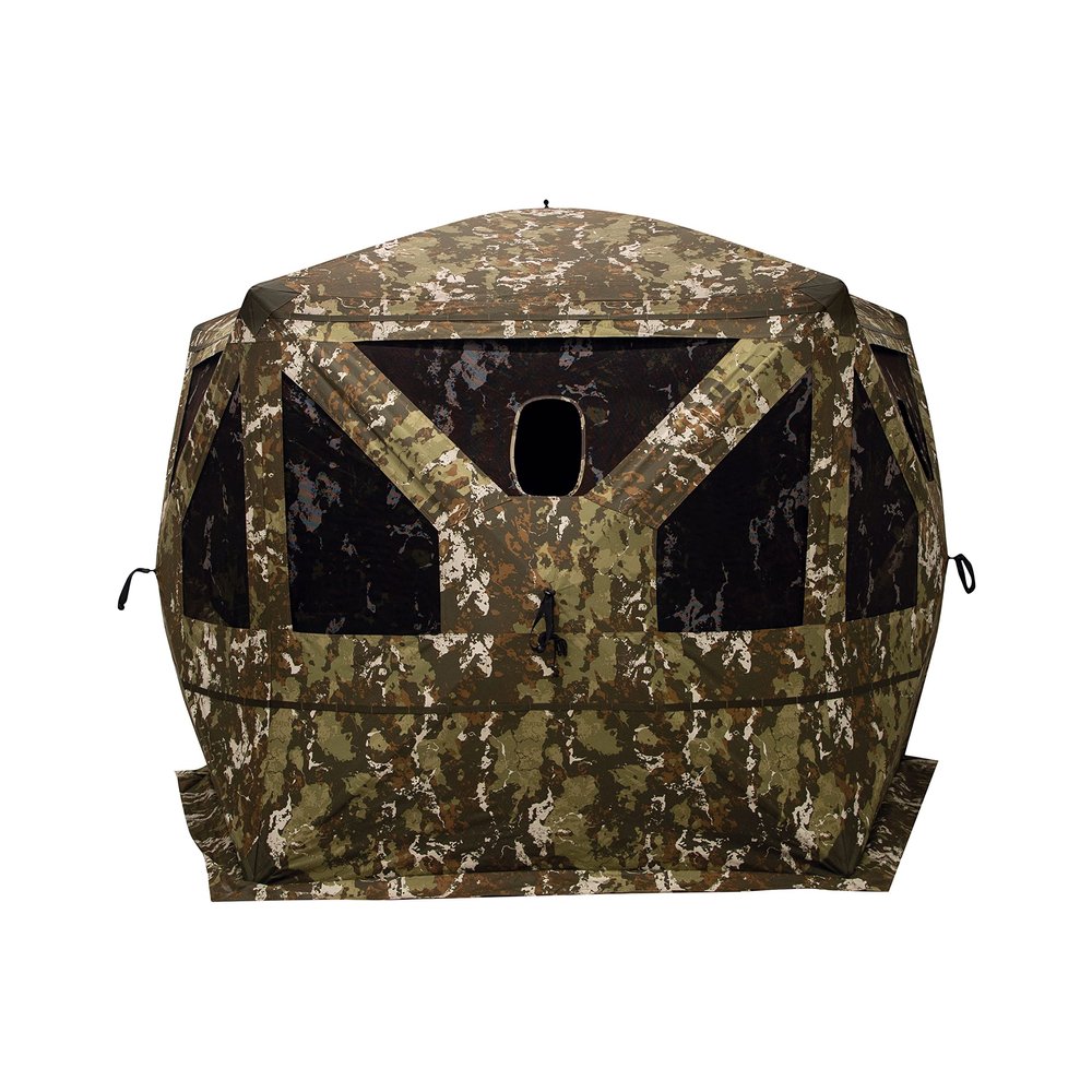 Barronett Blinds Pentagon Heavy-Duty, Portable Hunting Blind, 5-Sided Hub Blind, 600 Denier Fabric, Low Profile Windows, 4-Person, Crater Harvest, 72 x 96 x 96, PTHD550CH