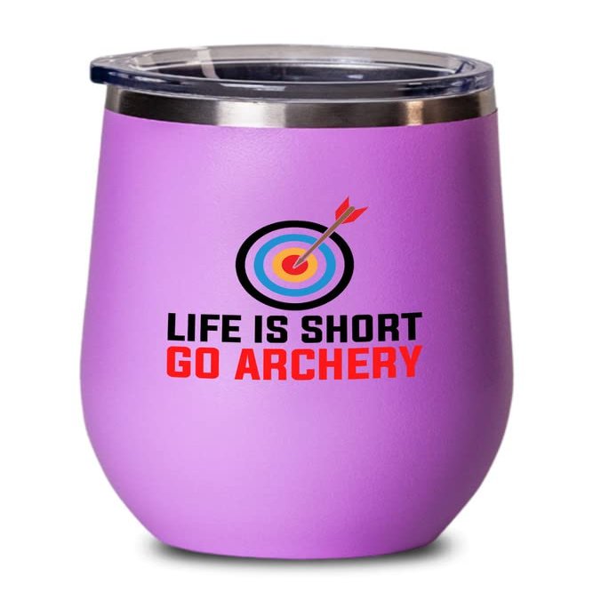 Archery Pink Edition Wine Tumbler 12oz - Go Archery A - Funny Gift For Archery Coach Athlete Hunt Target Shot Trainer Arrow Bow Sport