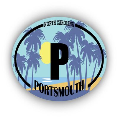 P Portsmouth North Carolina | Beach Landmark Stickers | Ocean, Sea, Lake, Sand, Surfing, Paddleboarding | Perfect for Cars, Windows, laptops, flasks, Water Bottles, Luggage