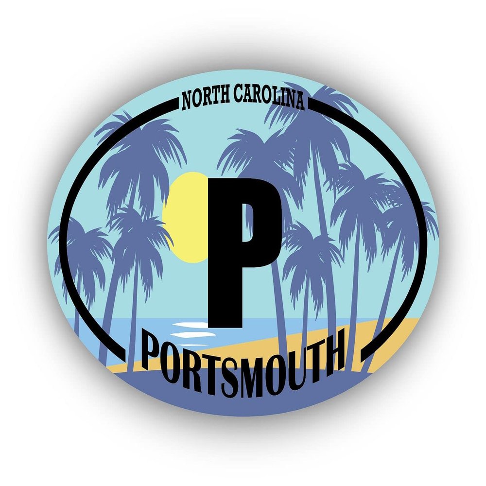 P Portsmouth North Carolina | Beach Landmark Stickers | Ocean, Sea, Lake, Sand, Surfing, Paddleboarding | Perfect for Cars, Windows, laptops, flasks, Water Bottles, Luggage
