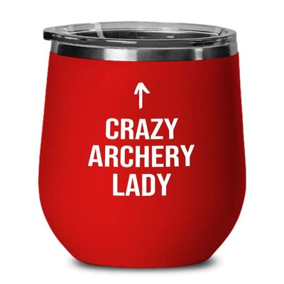 Archery Red Edition Wine Tumbler 12oz - Archery Lady B - Funny Gift For Archery Coach Athlete Hunt Target Shot Trainer Arrow Bow Sport