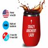 Archery Red Edition Wine Tumbler 12oz - Archery Lady B - Funny Gift For Archery Coach Athlete Hunt Target Shot Trainer Arrow Bow Sport view 4