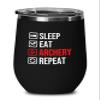Archery Black Edition Wine Tumbler 12oz - Archery Repeat - Funny Gift For Archery Coach Athlete Hunt Target Shot Trainer Arrow Bow Sport view 1