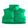 BodiLove Girl's Winter Junior Young Style Crop Waist Puffer Vest Sleeveless Lightweight Cropped Adjustable Drawstring Hem jD2ua6 Green L view 1