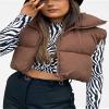 BodiLove Girl's Winter Junior Young Style Crop Waist Puffer Vest Sleeveless Lightweight Cropped Adjustable Drawstring Hem jD2ua6 Green L view 3