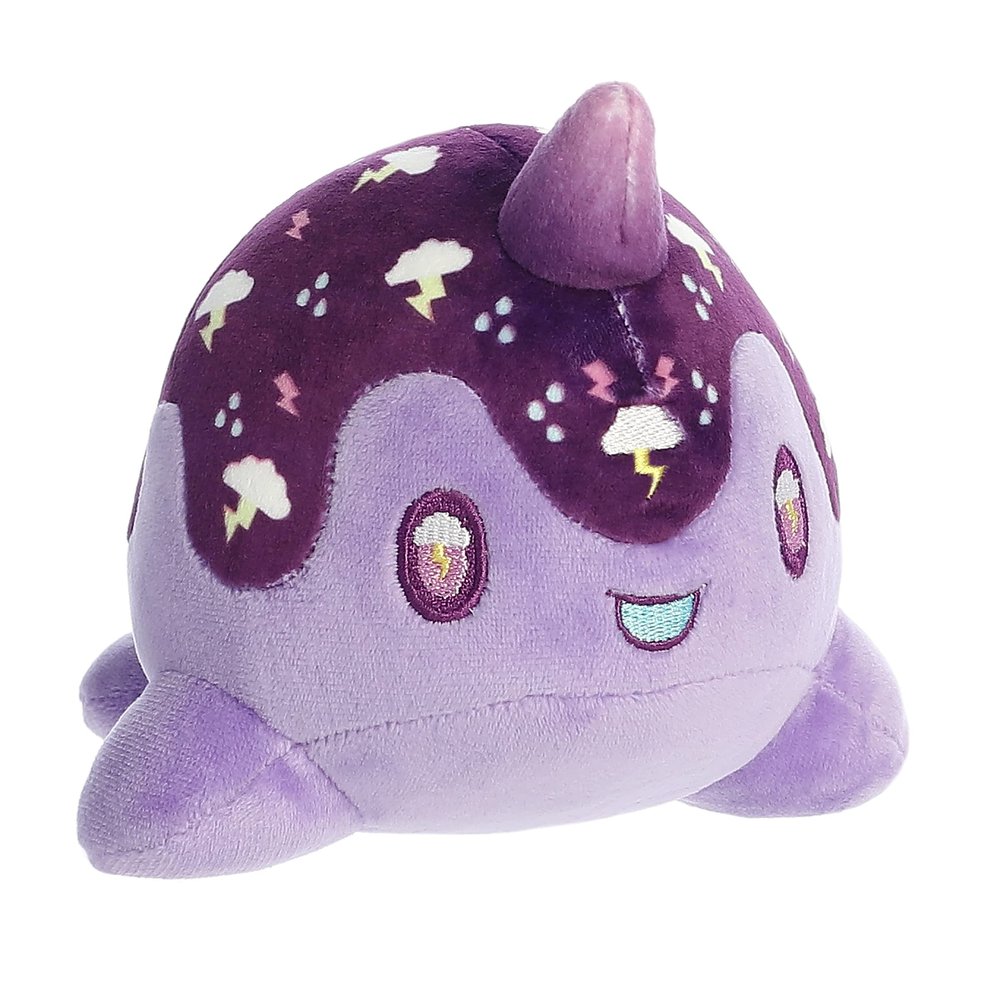 Aurora Enchanting Tasty Peach Thunderstorm Nomwhal Stuffed Animal - Bright & Colorful Design - Showpiece Plush - Purple 7 Inches