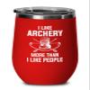 Archery Red Edition Wine Tumbler 12oz - Like Archery More - Funny Gift For Archery Coach Athlete Hunt Target Shot Trainer Arrow Bow Sport view 1