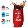 Archery Red Edition Wine Tumbler 12oz - Like Archery More - Funny Gift For Archery Coach Athlete Hunt Target Shot Trainer Arrow Bow Sport view 4
