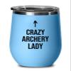 Archery Blue Edition Wine Tumbler 12oz - Archery Lady B - Funny Gift For Archery Coach Athlete Hunt Target Shot Trainer Arrow Bow Sport view 1