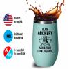 Archery Teal Edition Wine Tumbler 12oz - Like Archery More - Funny Gift For Archery Coach Athlete Hunt Target Shot Trainer Arrow Bow Sport view 4