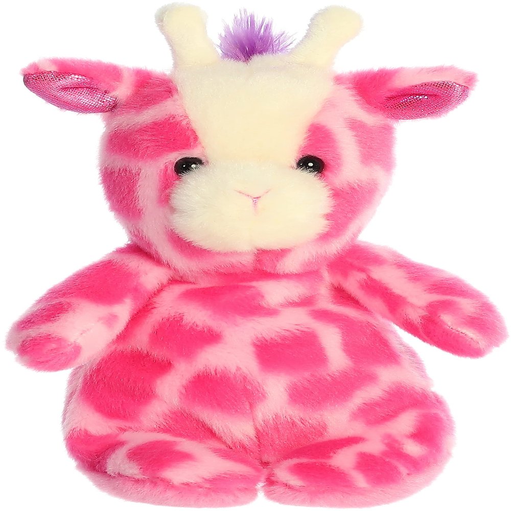 Aurora Vibrant Jammies Strawberry Giraffe Stuffed Animal - Colorful Delight - Eye-Catching Patterns - Pink 8.5 Inches
