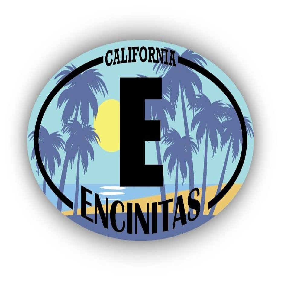 E Encinitas California | Beach Landmark Stickers | Ocean, Sea, Lake, Sand, Surfing, Paddleboarding | Perfect for Cars, Windows, laptops, flasks, Water Bottles, Luggage