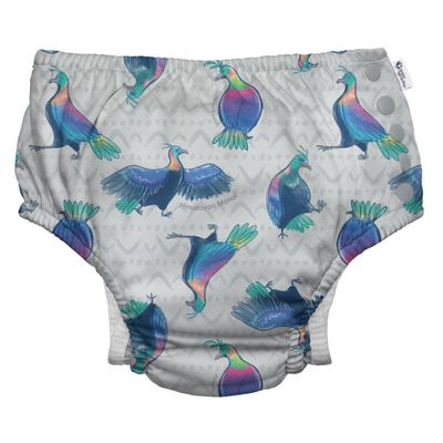 i play. by green sprouts Reusable, Eco Snap Swim Diaper with Gussets, UPF 50, 3T, Gray Himalayan Monal - Biodiversity, Patented Design, STANDARD 100 by OEKO-TEX Certified