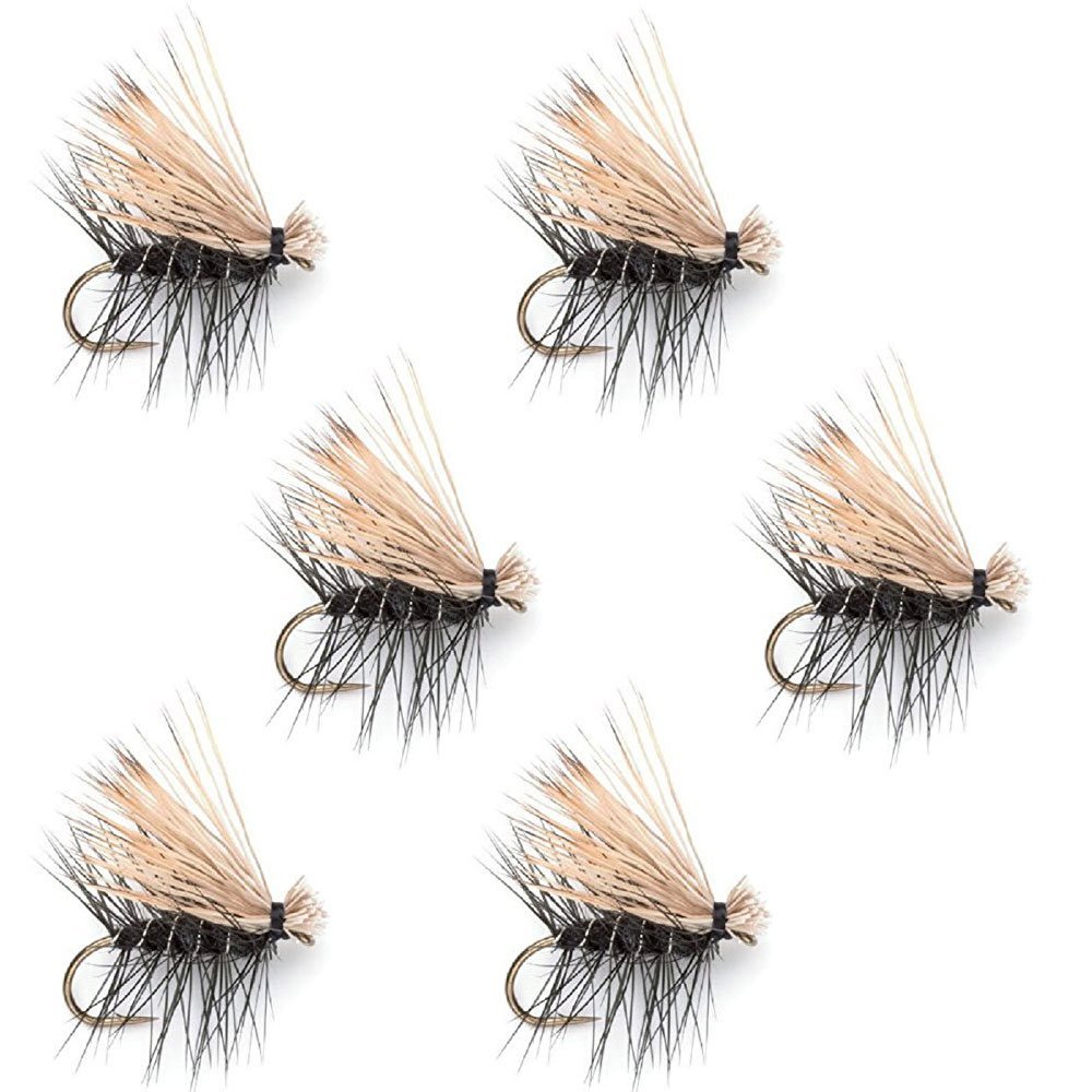 The Fly Fishing Place Black Elk Hair Caddis Classic Trout Dry Fly - Set of 6 Flies Size 18