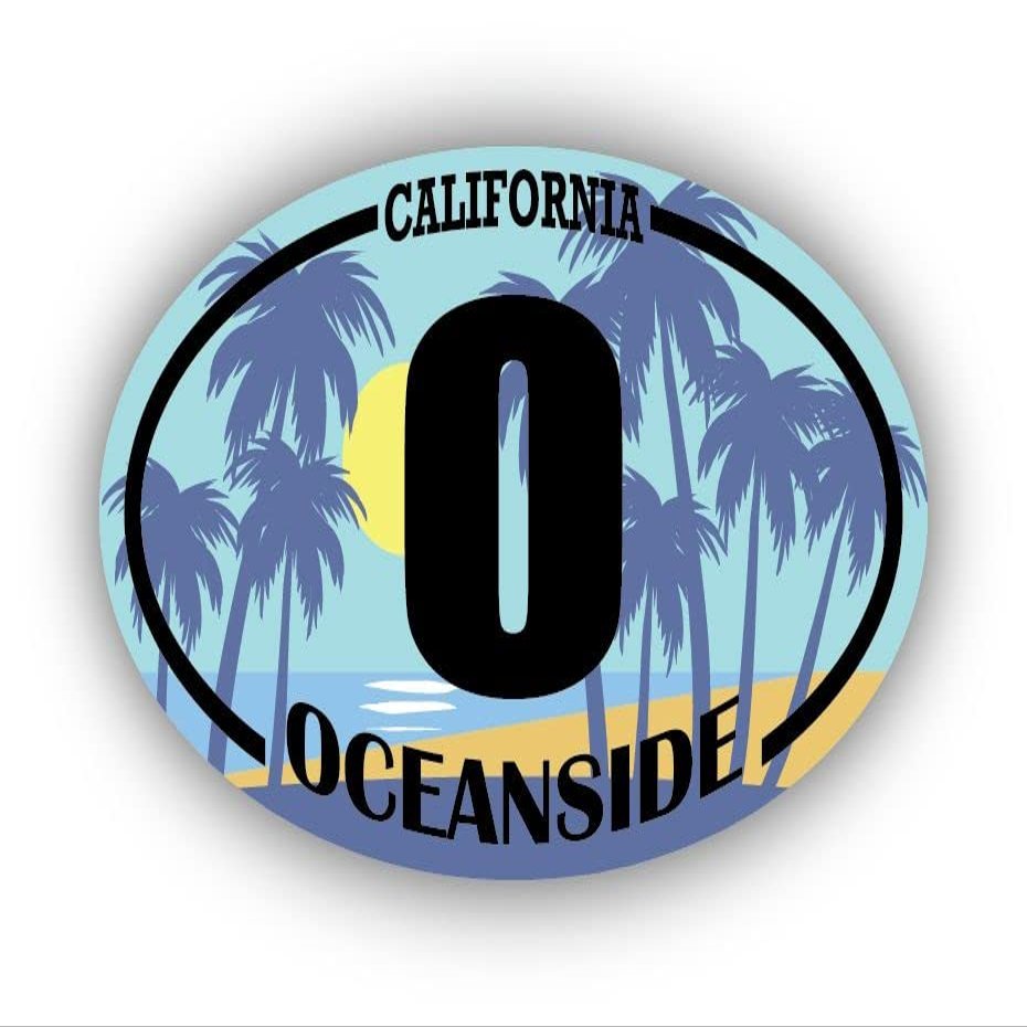 O Oceanside California | Beach Landmark Stickers | Ocean, Sea, Lake, Sand, Surfing, Paddleboarding | Perfect for Cars, Windows, laptops, flasks, Water Bottles, Luggage