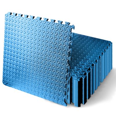 SQUATZ Thick Puzzle Exercise Mat, 25 Pcs EVA Foam Interlocking Tiles Protective Flooring for Gym Equipment and Cushion for Workouts, Durable Non-Skid Texture, Easy to Assemble, Blue