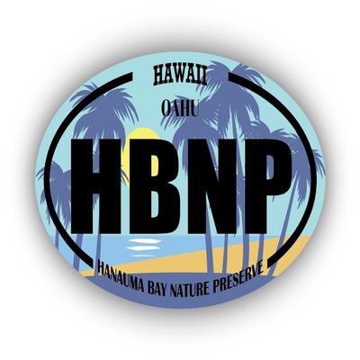 HBNP Hanauma Bay Nature Preserve HawaiiOahu | Beach Landmark Stickers | Ocean, Sea, Lake, Sand, Surfing, Paddleboarding | Perfect for Cars, Windows, laptops, flasks, Water Bottles, Luggage