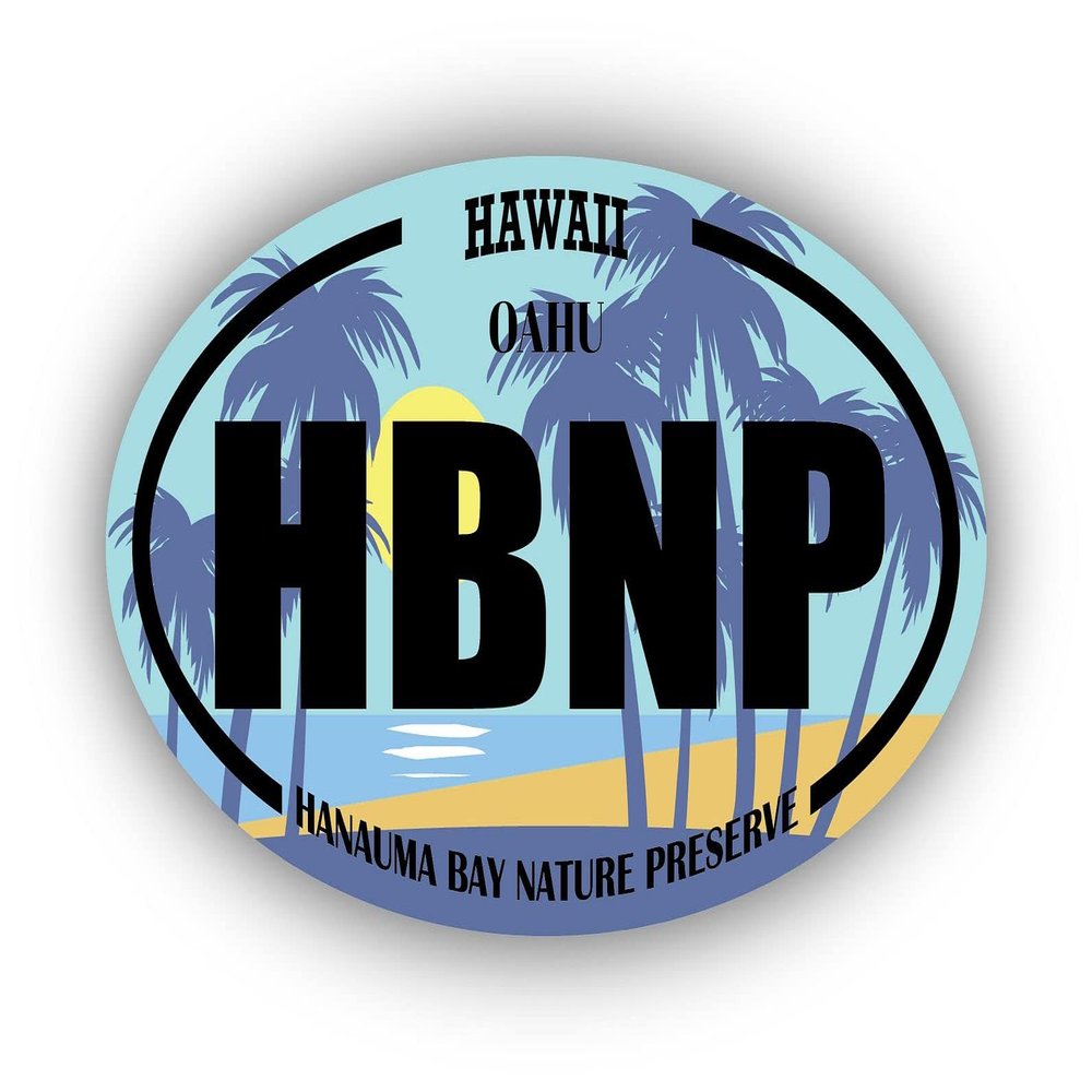 HBNP Hanauma Bay Nature Preserve HawaiiOahu | Beach Landmark Stickers | Ocean, Sea, Lake, Sand, Surfing, Paddleboarding | Perfect for Cars, Windows, laptops, flasks, Water Bottles, Luggage