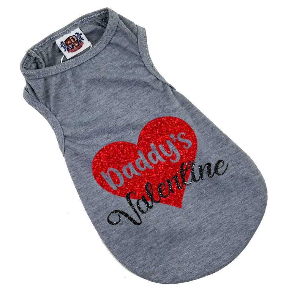 Daddy's Valentine Dog Shirt, Valentine's Day Dog Shirt, Daddy's Valentine Shirt for Dogs, Valentine's Day Shirt for Dogs (XXS- 2-4 lbs, Grey)