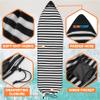SUN CUBE Surfboard Sock Cover, Protective Surf Bag for Surfing Board, Light Stretchy Surfbag Sleeve for Funboard, Hybrid (7'0'', Black White) view 2
