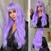 BERON Purple Wig Long Wavy Light Purple Wig with Bangs Lavender Wigs for Women Daily and Party Hairnet Include view 1