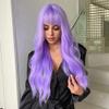 BERON Purple Wig Long Wavy Light Purple Wig with Bangs Lavender Wigs for Women Daily and Party Hairnet Include view 4