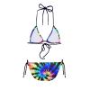 JEOCODY Spiral Tie Dye Print Two Pieces Bikini Set String Triangle Bikini Sets view 3