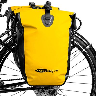 AFISHTOUR Waterproof Bike Pannier - 25L Saddle Bag for Bicycles Rear Rack - Bike Bag for Grocery, Laptop (Yellow,1 PCS)